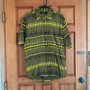 Manaola (XL) Mustard Yellow & Black Aloha Shirt